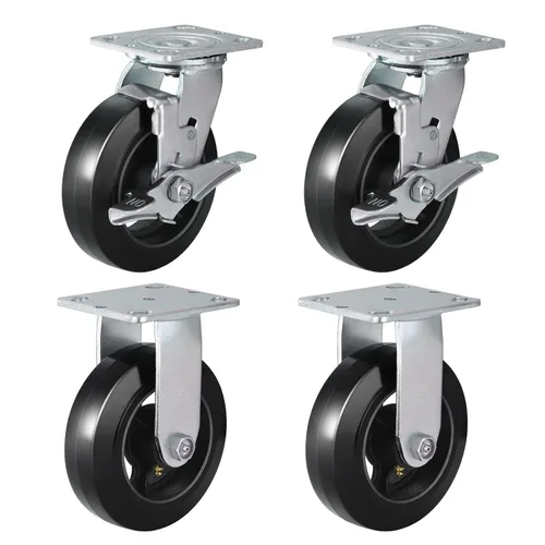 Miniatura 41 de Ruedas industriales de 5 x 2 pulgadas, rueda de goma en hierro fundido, juego de 4 ruedas resistentes con capacidad de hasta 1800 libras