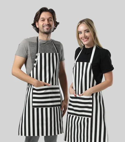 Miniatura 7 de TOSHEX Delantal de cocina de algodón resistente a las gotas de agua con delantales ajustables para mujeres con bolsillos, delantal de cocina