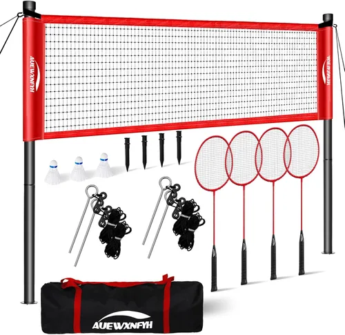Miniatura 8 de Backyard Badminton Set: Portable Outdoor Net with 4 Performance Rackets, 3 Shuttlecocks & Boundary Line - Complete Heavy-Duty Set for Family Lawn