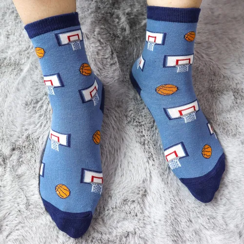 Miniatura 3 de Belloxis Calcetines deportivos divertidos de 5 piezas, diseño multideportivo (baloncesto, béisbol, fútbol, hockey), calcetines deportivos para niños