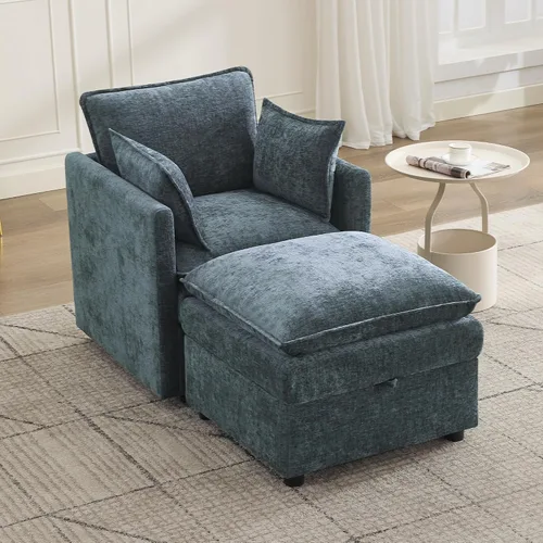 Miniatura 47 de Otomana cuadrada grande de 27 pulgadas con almacenamiento, reposapiés tapizado moderno con patas antideslizantes para sofá, mesa de café, sala