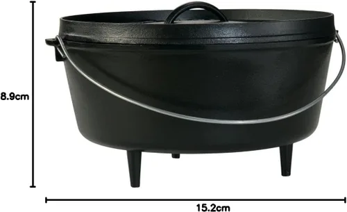 Miniatura 45 de Lodge Horno holandés de hierro fundido pre-sazonado de 8 cuartos de galón con tapa, asas duales, uso en el horno, en la estufa, en la parrilla