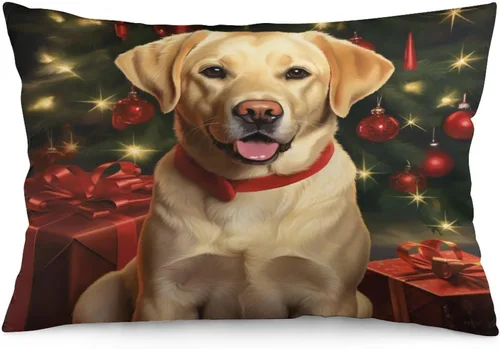 Miniatura 28 de Yellow Lab - Fundas de cojín de Navidad de 12 x 20 pulgadas, diseño de retrato de perro amarillo serio, labrador retriever, fundas de almohada
