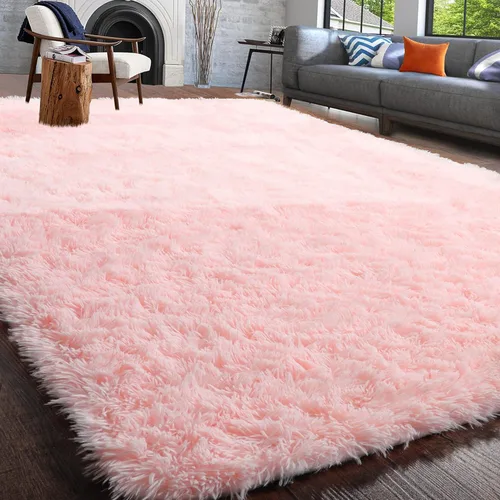 Miniatura 37 de PAGISOFE Alfombras esponjosas de dormitorio de 4 x 6 pies, color negro, alfombra moderna para sala de estar, alfombra lanuda para interiores