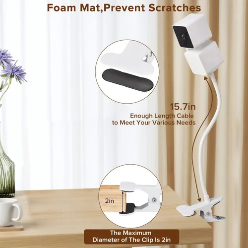 Miniatura 6 de Paquete de 2 soportes de abrazadera flexible para cámara Wyze Cam Pan V3 para interiores y exteriores, Cam Pan V2, Cam V4/V3/V2, cámara al aire