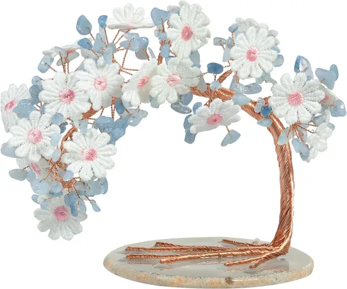 Miniatura 11 de rockcloud Árbol de dinero de cristal de amatista con base de ágata, árbol de la vida de piedras preciosas Feng Shui para decoración de escritorio
