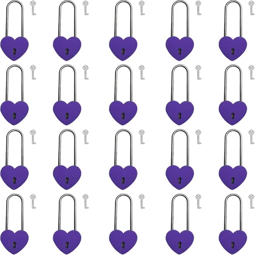 Miniatura 20 de Love Lock - Candado de corazón, 1.969 in, 3.5 pulgadas, pintura de goma, color rojo, con llave para valla, puente, amantes, boda, aniversario
