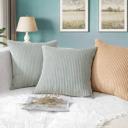 Miniatura 69 de Artscope Fundas de Almohada de Pana a Rayas Acogedoras Súper Suaves Decorativas Cuadradas Fundas de Cojín para Sofá Sillón Dormitorio Decoración