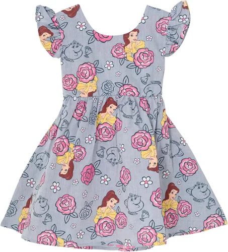 Disney Vestido de falda con carril floral chambray para recién nacido hasta niños grandes (0-3 meses - 14-16)