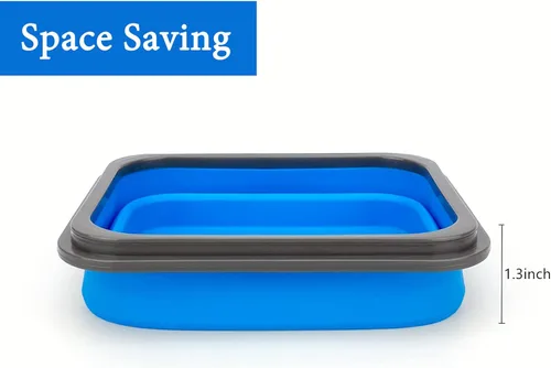 Miniatura 6 de Recipiente plegable de silicona pequeño para aperitivos con tapa y cuchara y tenedor 2 en 1, recipiente de silicona de grado alimenticio, para 08B01
