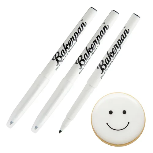 Bakerpan marcadores para colorear comida, punta fina, color negro, juego de 3, Negro
