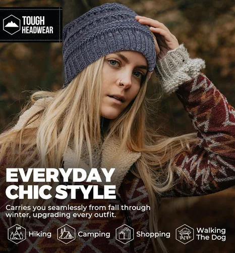 Miniatura 18 de Gorro de punto para mujer, cálido y suave, elástico, para clima frío de Tough Headwear