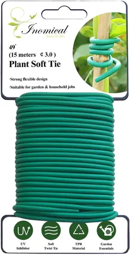 Alambre suave para plantas, lazos de goma reutilizables de 49.2 pies, alambre de jardín resistente para plantas, amarre de plantas de giro suave