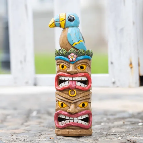 Miniatura 12 de Estatua de Tiki para exteriores con decoración de tortuga, figura de jardín con energía solar, arte Tiki para Tiki bar, patio trasero, jardín