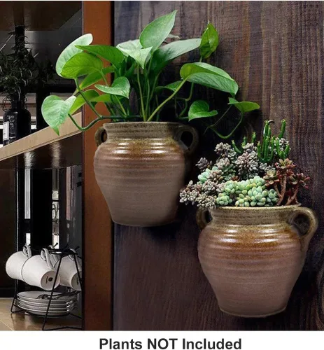 Miniatura 3 de Dahlia Maceta suculenta vertical de cerámica para colgar en la pared, estilo 3