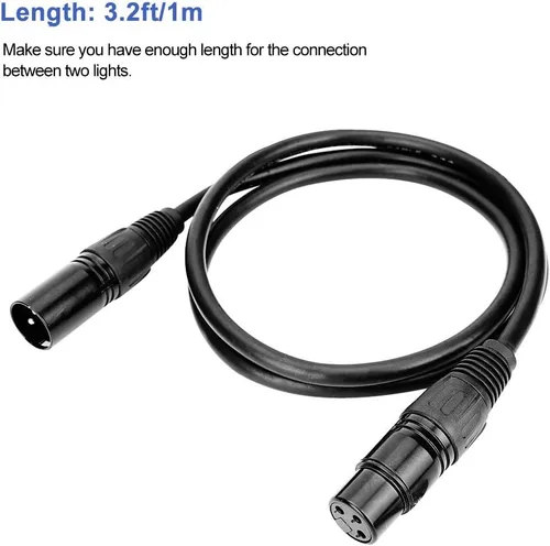 Miniatura 2 de Cable DMX de 3.2 pies, 10 cables de señal DMX de 3.3 ft, cables de señal, cable de señal XLR macho a hembra de 3 pines con conectores de metal