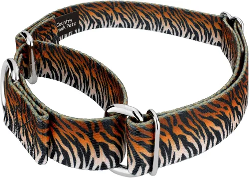 Miniatura 3 de Country Brook Petz - Collar y correa de perro martingala a rayas de tigre de Bengala, colección de estampados de animales con diseños salvajes