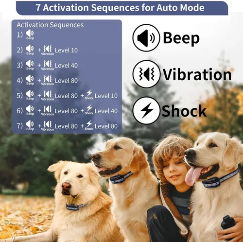 Miniatura 3 de PetJoy 3 Collar de Choque para Perros Grandes, Collar Automático Antiladridos con Control Remoto, Combo de Collar Antiladridos y de Entrenamiento