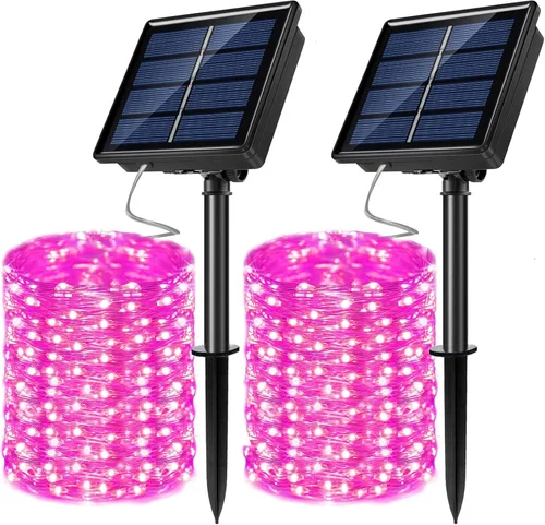 Miniatura 7 de Guirnalda de luces LED con energía solar actualizada, 8 modos, resistente al agua, IP65, iluminación intermitente, para interior y exterior, Blanco