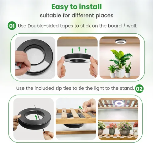 Miniatura 5 de Wiaxulay Luces de cultivo para plantas de interior, 48 luces LED de espectro completo, lámpara de cultivo debajo del gabinete con temporizador