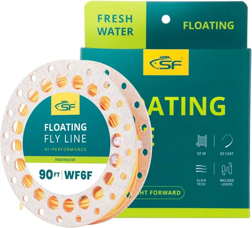 Miniatura 25 de SF Sedal de pesca con mosca con dos bucles soldados, flotante con peso hacia adelante, líneas de mosca WF2 3 4 5 6 7 8 9F multicolor para trucha