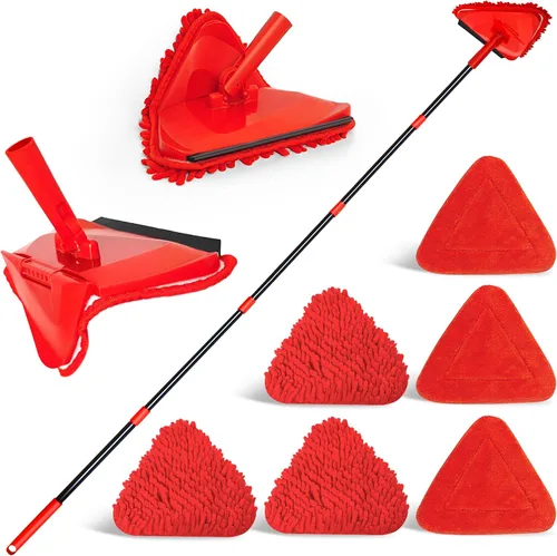 Miniatura 7 de NEWE Trapeador de pared con mango largo de 80 pulgadas, limpiador de pared y techo, limpiador de pared plegable de 180° con mango largo, limpiador