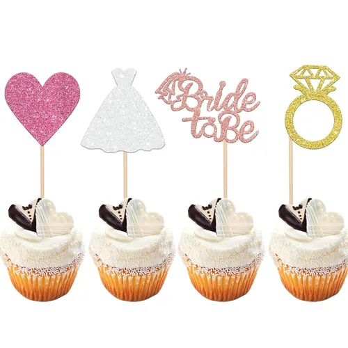 Miniatura 14 de 24 piezas de decoración para cupcakes con anillo de corazón, para despedida de soltera, bodas, compromisos, despedidas de soltera, suministros