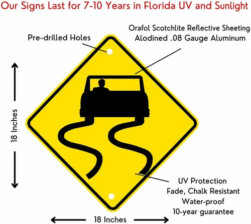 Miniatura 8 de Municipal Supply & Sign Co Letrero resbaladizo cuando está mojado de 18 x 18 pulgadas – Prominente lámina reflectante prismática de alta intensidad