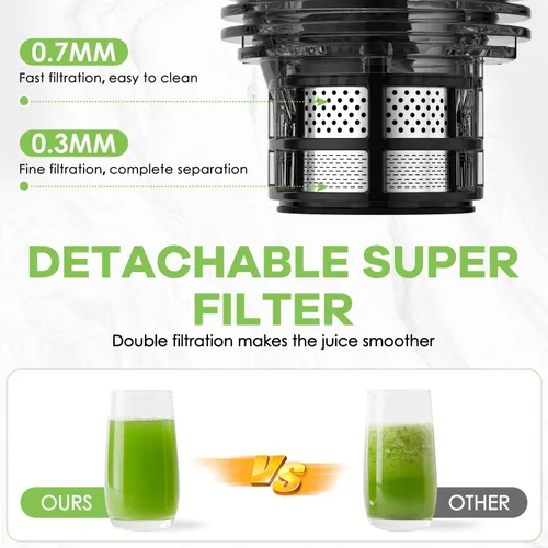 Miniatura 4 de EanOruus Cold Press Juicer, 5.8" Wide Feed Chute Juice Extractor Machine with 400W, High Juice Yield, Slow Masticating Juicer for Whole Vegetables &