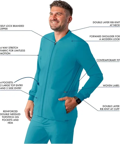 Miniatura 3 de Adar Addition Scrubs para hombre - Chaqueta médica con cremallera