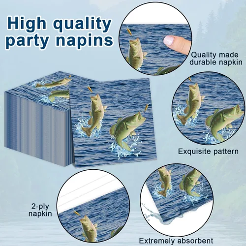 Miniatura 3 de Decoraciones de fiesta de pesca Gone Fishing Juego de vajilla de pesca Platos de pesca cubiertos desechables para mesa Vajilla de pesca para True