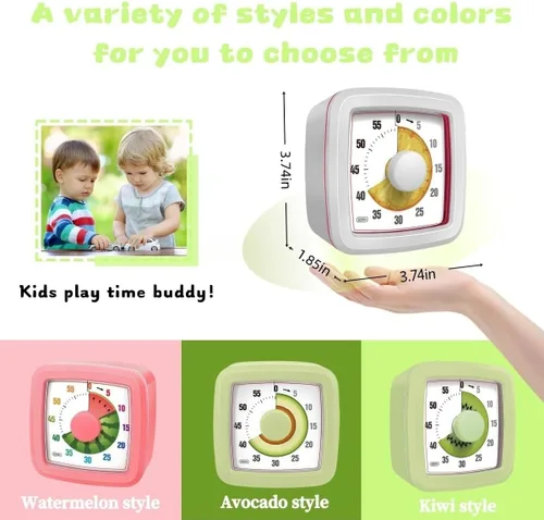 Miniatura 8 de Temporizador visual infantil para cocina, aula, cocina, aprendizaje, dormitorio, oficina, cuenta regresiva de 60 minutos con temporizador Pomodoro
