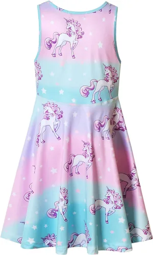 Miniatura 63 de Perfashion Vestidos a juego para niñas y muñecas sin mangas/manga larga, acampanados, faldas de fiesta de unicornio