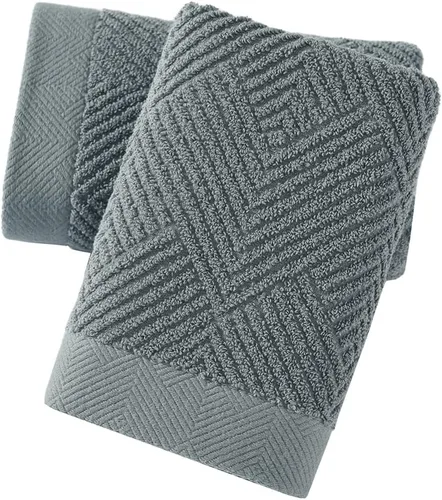 sense gnosis Toalla de mano a rayas de espiga gris de primera calidad, 100% algodón, ultra suave, altamente absorbente, juego de 2 toallas de mano