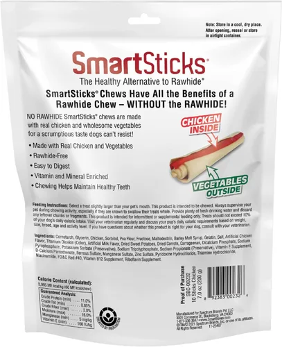 Miniatura 2 de SmartBones - SmartSticks, Premia a tu perro con un masticable sin piel cruda hecho con pollo real y verduras, 10 palitos