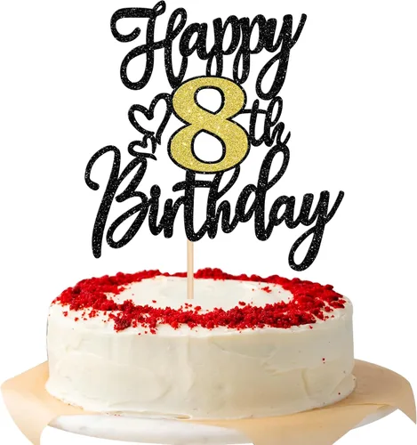 Miniatura 11 de 1 pieza de decoración para pastel de feliz cumpleaños número 30, negro dorado con purpurina, brindis por 30 años, palillo para pastel de cumpleaños