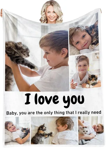 Miniatura 23 de Manta personalizada con fotos, texto, fotos personalizadas, mantas para adultos y niños, cumpleaños familiar, 1 foto, 50 x 40 pulgadas