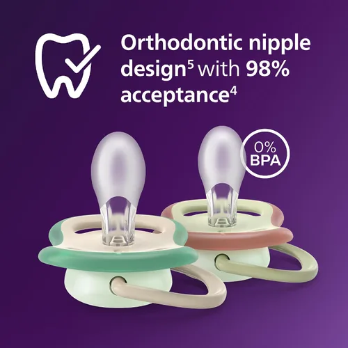 Miniatura 3 de Philips Avent Ultra Air - Chupetes nocturnos con diseño ortodóntico, para bebés de 6 a 18 meses, brillan en la oscuridad, pezón simétrico