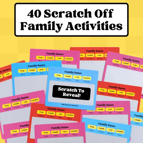 Miniatura 2 de Happy Duo Family Dates 40 Tarjetas de Rasca y Ganca – Actividades Divertidas y Ideas para Noches de Citas Familiares para Niños y Padres – Juego