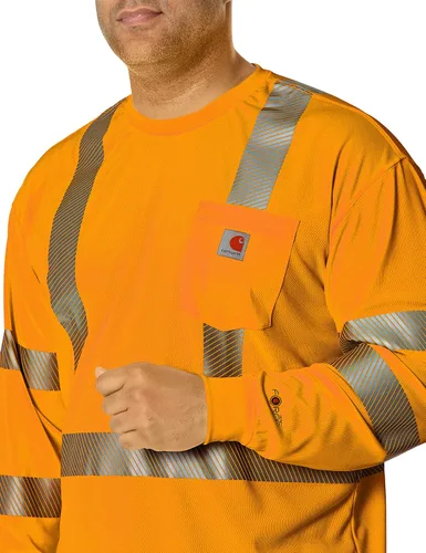 Miniatura 3 de Carhartt Camiseta ligera de manga larga con 3 bolsillos para hombre, de alta visibilidad, ajuste relajado, de alta visibilidad