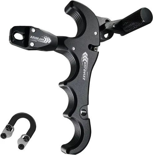 Miniatura 10 de Lanzador de ayuda de arco compuesto y cuerda de bucle D, ajustable puede girar 360° pulgar liberación arco ayuda aleación de aluminio, ayudas