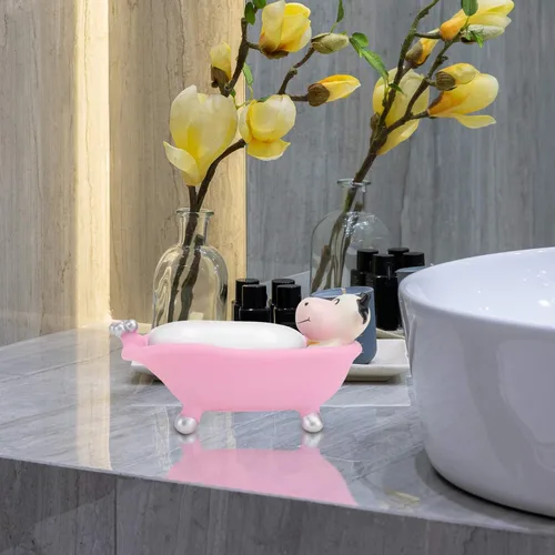 Miniatura 9 de Barra de jabón para niños, bandeja de baño rosa, bandejas de baño para mostrador, platos para niños, bandeja de baño, bandeja de inodoro, caja