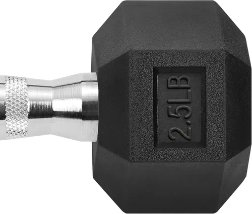 Miniatura 2 de Mancuernas hexagonales de hierro fundido con revestimiento de goma, mancuernas hexagonales negras, pesas libres para ejercicios