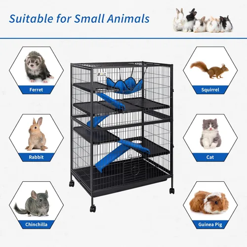Miniatura 5 de Polar Aurora Jaula de metal para animales pequeños de 5 niveles, para mascotas, jaula de hurón extraíble con ruedas bloqueables, jaula de chinchilla