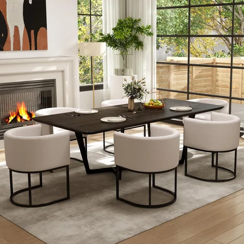 Miniatura 32 de RIVOVA Silla de Comedor Tapizada, Sillón Lateral Moderno Tipo Barril Tapizado, Sillas de Comedor Tapizadas, Cómodo Sillón, Silla Lateral de Cocina