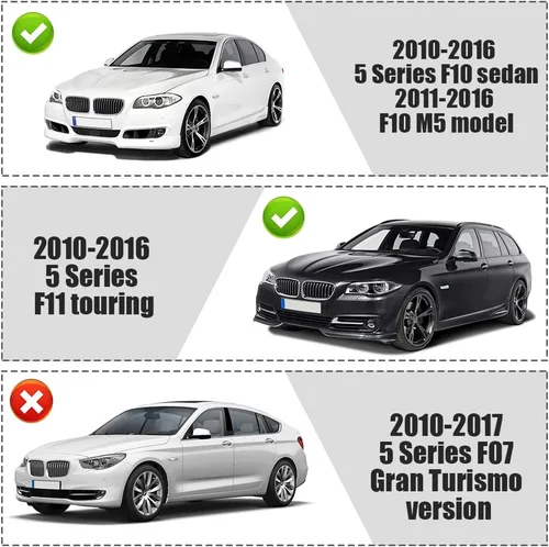 Miniatura 7 de sportuli Rejilla de riñón de repuesto frontal compatible con BMW Serie 5 F10 F11 F18 M5 (negro brillante)