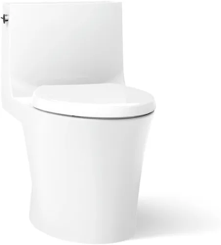 KOHLER Veil K-1381-0 - Aseo con falda de una pieza, doble descarga, cuenco alargado, trampa con faldón, blanco, asiento de cierre lento, asiento