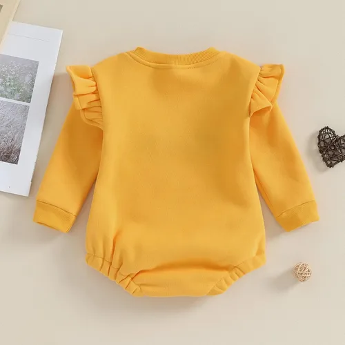 Miniatura 7 de FYBITBO Ropa de otoño e invierno para bebé, sudadera de manga larga con volantes, mameluco de burbujas, lindo atuendo cálido