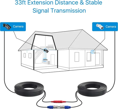 Miniatura 2 de ZOSI Paquete de 1 cable de alimentación de video todo en uno de 33 pies (32.8 ft), cables de cámara de vigilancia de extensión BNC para sistemas DVR