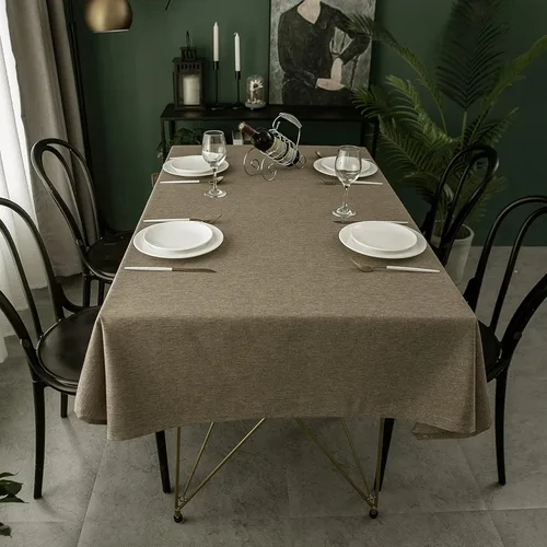 Miniatura 27 de Qidordour Mantel Redondo, 60 pulgadas de Diámetro, Mantel de Lino Sintético, Resistente al Agua, A Prueba de Derrames, Limpiable, Cubierta de Mesa